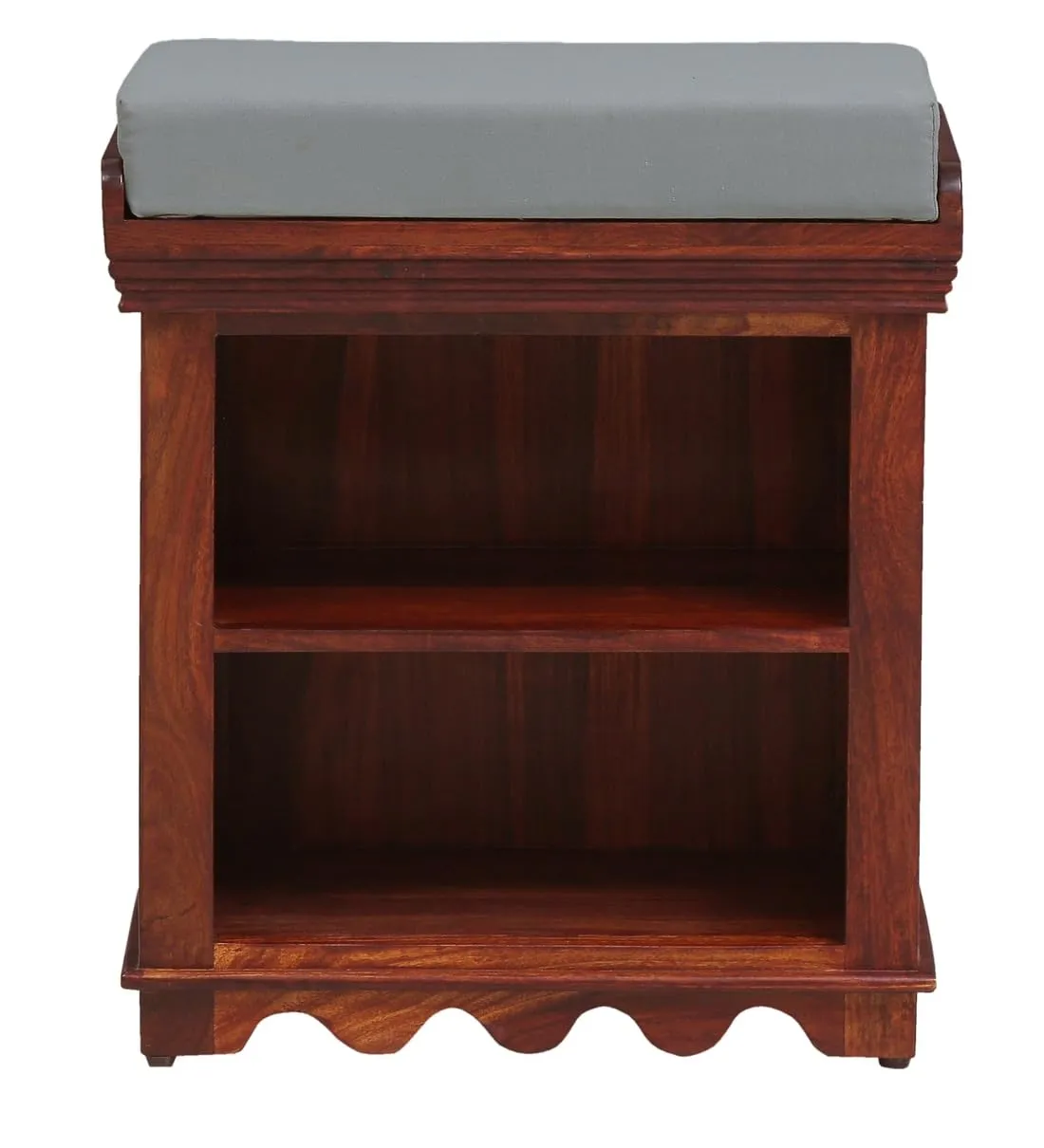 FURNITUREHUB Sheesham Wood Small Shoe Rack Cabinet for Small Spaces with Seat (1 Piece, Sheesham Wood, Teak Finish, 231324 Inch)