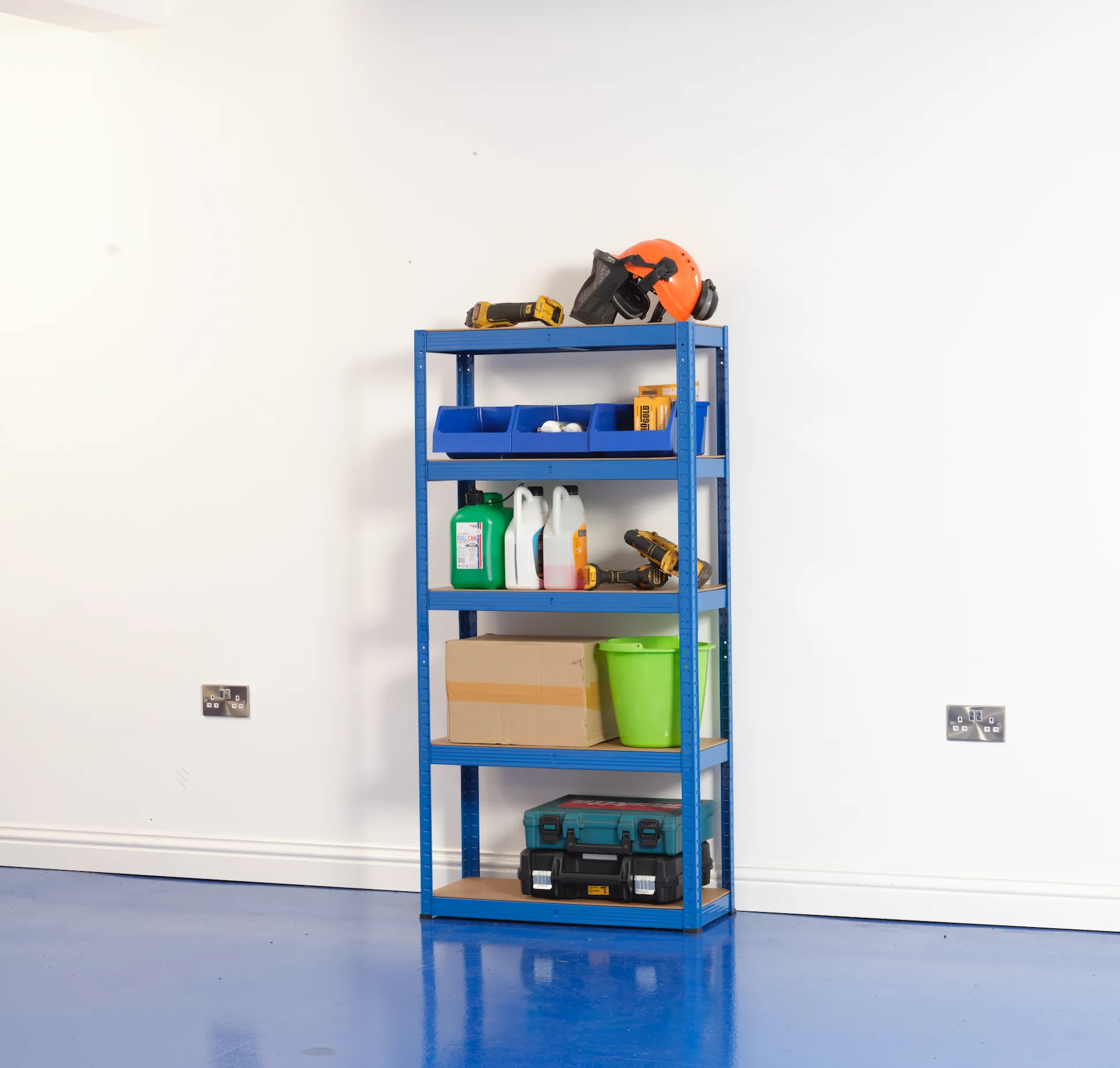 Garage Shelving Unit - Racking 5 Levels 1500mm H x 750mm W x 300mm D - 175KG's UDL Per Shelf with 12 Picking Bins