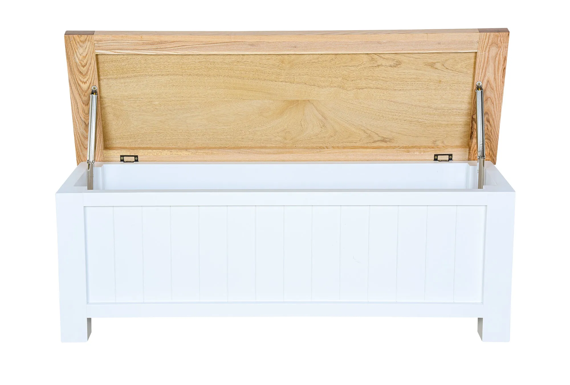 Hampshire Blanket Box White Solid Pine and Ash Wood Top