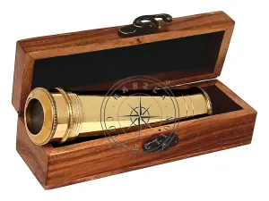 hanzla collection handmade polished brass kaleidoscope maritime nautical kids gift with wooden box- Multi color