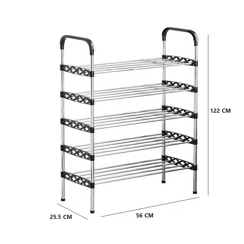 Humongous Stainless Steel Stackable Shoe Rack, Shoe Storage Shelf Organizer, Ideal For Entryway, Living Room, Hallway (5 Tier Shoe Rack)