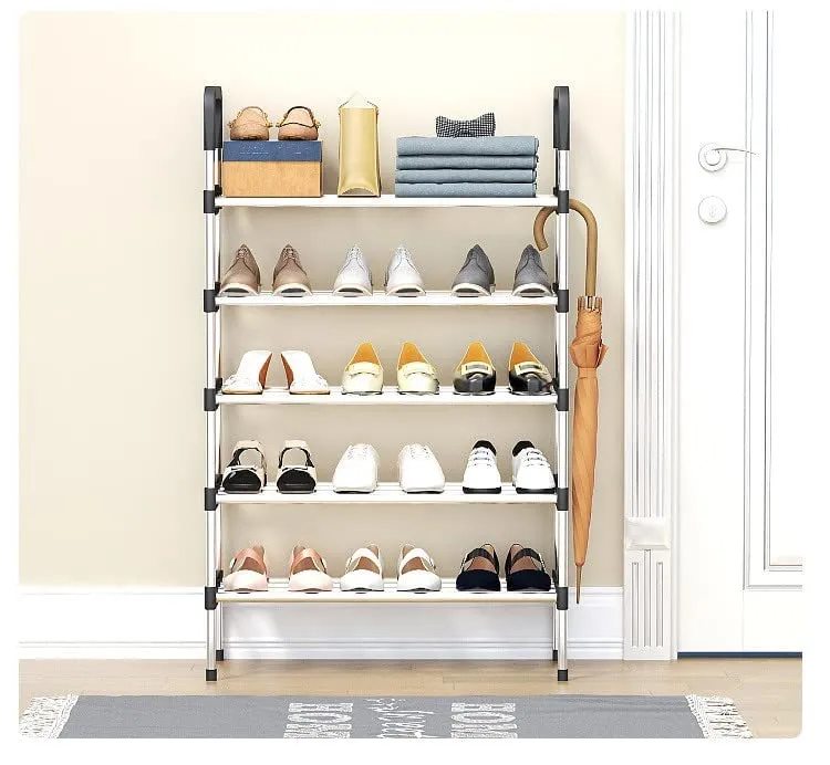 Humongous Stainless Steel Stackable Shoe Rack, Shoe Storage Shelf Organizer, Ideal For Entryway, Living Room, Hallway (5 Tier Shoe Rack)