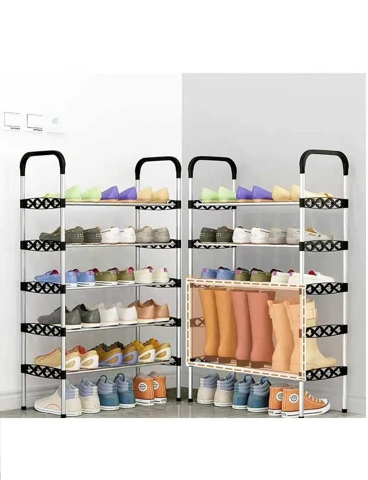 Humongous Stainless Steel Stackable Shoe Rack, Shoe Storage Shelf Organizer, Ideal For Entryway, Living Room, Hallway (5 Tier Shoe Rack)