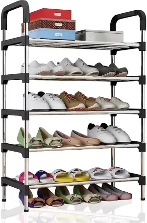 Humongous Stainless Steel Stackable Shoe Rack, Shoe Storage Shelf Organizer, Ideal For Entryway, Living Room, Hallway (5 Tier Shoe Rack)