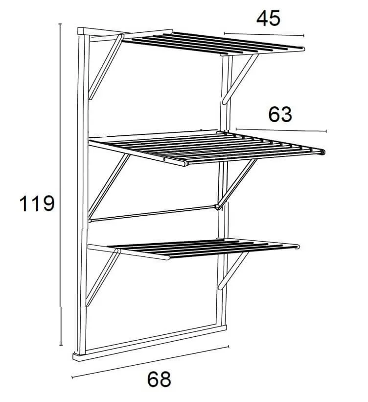 Karim 3 Tier Wall Mounted Clothes Airer Cherry Wood