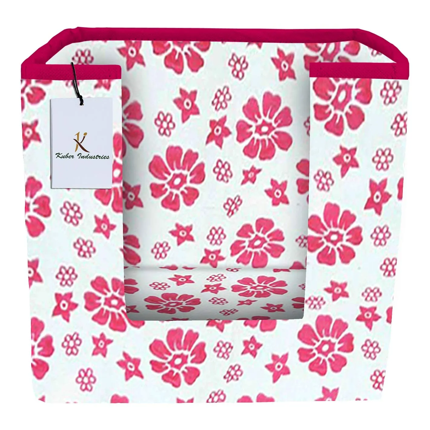 Kuber Industries Flower Printed 3 Piece Non Woven Shirt Stacker Wardrobe Organizer Set, (Pink) - CTKTC034991