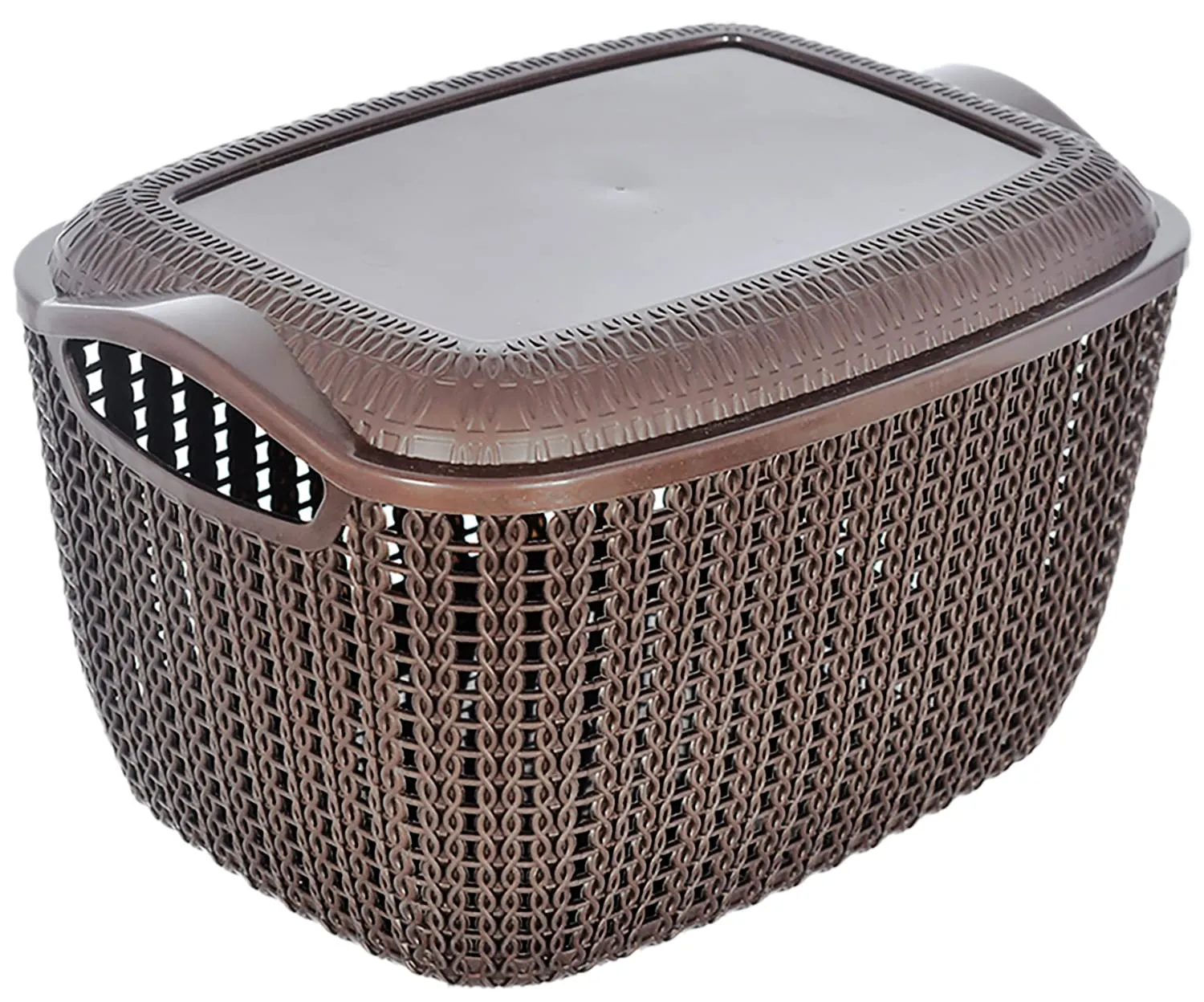 Kuber Industries Multipurposes Large M 30 Plastic Basket, Organizer For Kitchen, Countertops, Cabinets, Bathroom With Lids- Pack of 4 (Brown) -46KM012