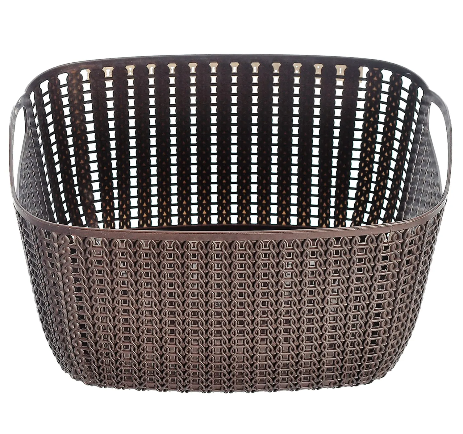 Kuber Industries Multipurposes Large M 30 Plastic Basket, Organizer For Kitchen, Countertops, Cabinets, Bathroom With Lids- Pack of 4 (Brown) -46KM012