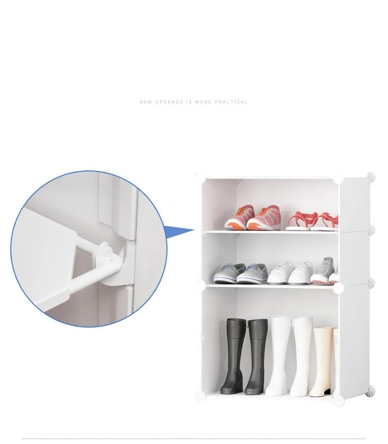 Kuber Industries Pack of 5 Shoes Cabinet | 6-Tier Foldable Shoe Rack Organizer for Closet | Plastic Shoe Shelf Collapsible Shoes Storage Box | Easy Assembly Shoe Cabinet with Lids | JL1C6TWH | White