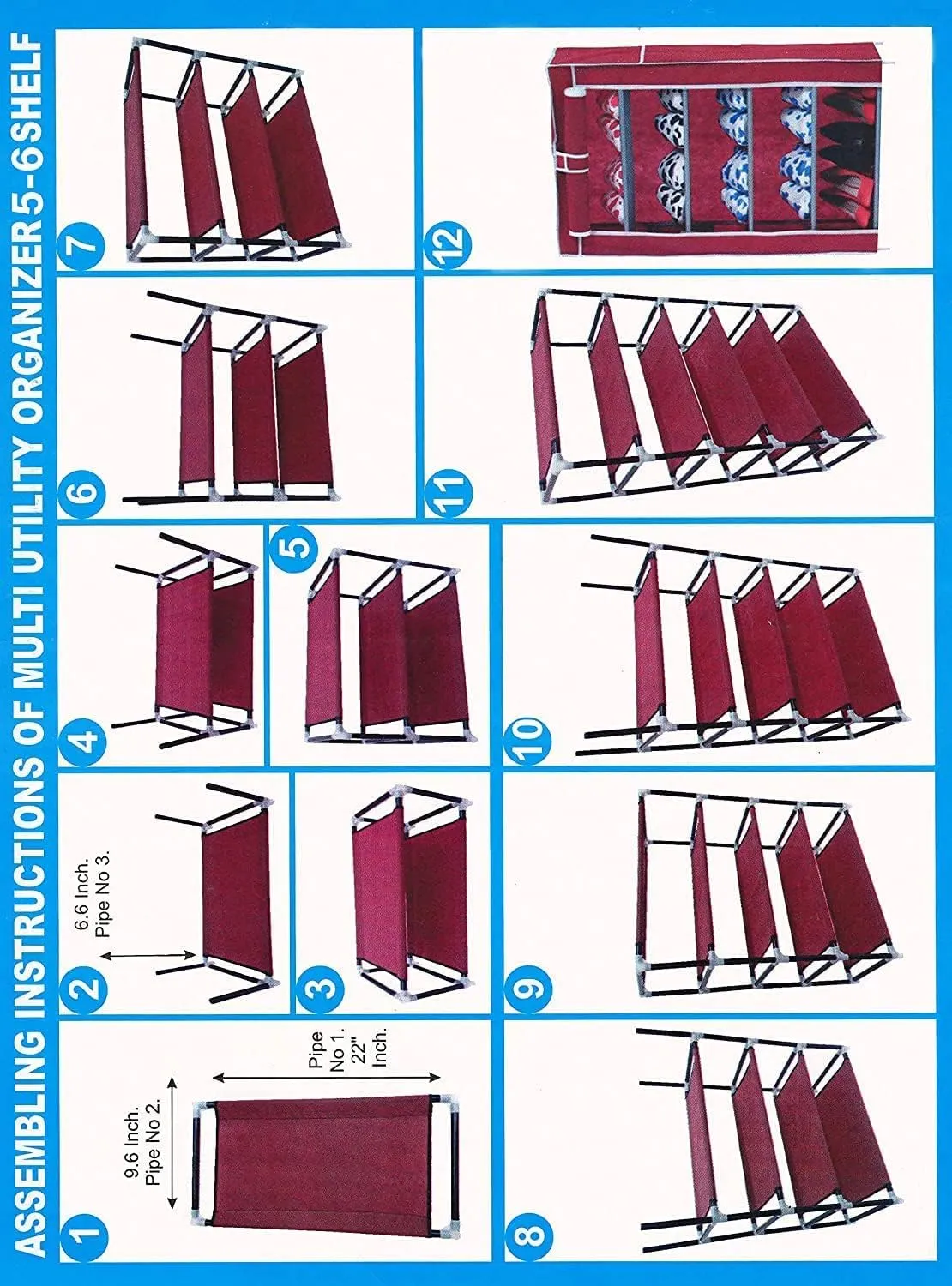 Kuber Industries Shoe Rack|Non-Woven 4 Shelves Shelf|Foldable Storage Rack Organizer for Shoe, Books-Pack of 2 (Black)