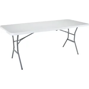 Lifetime 6 Ft. x 30 In. White Granite Light Commercial Fold-In-Half Table