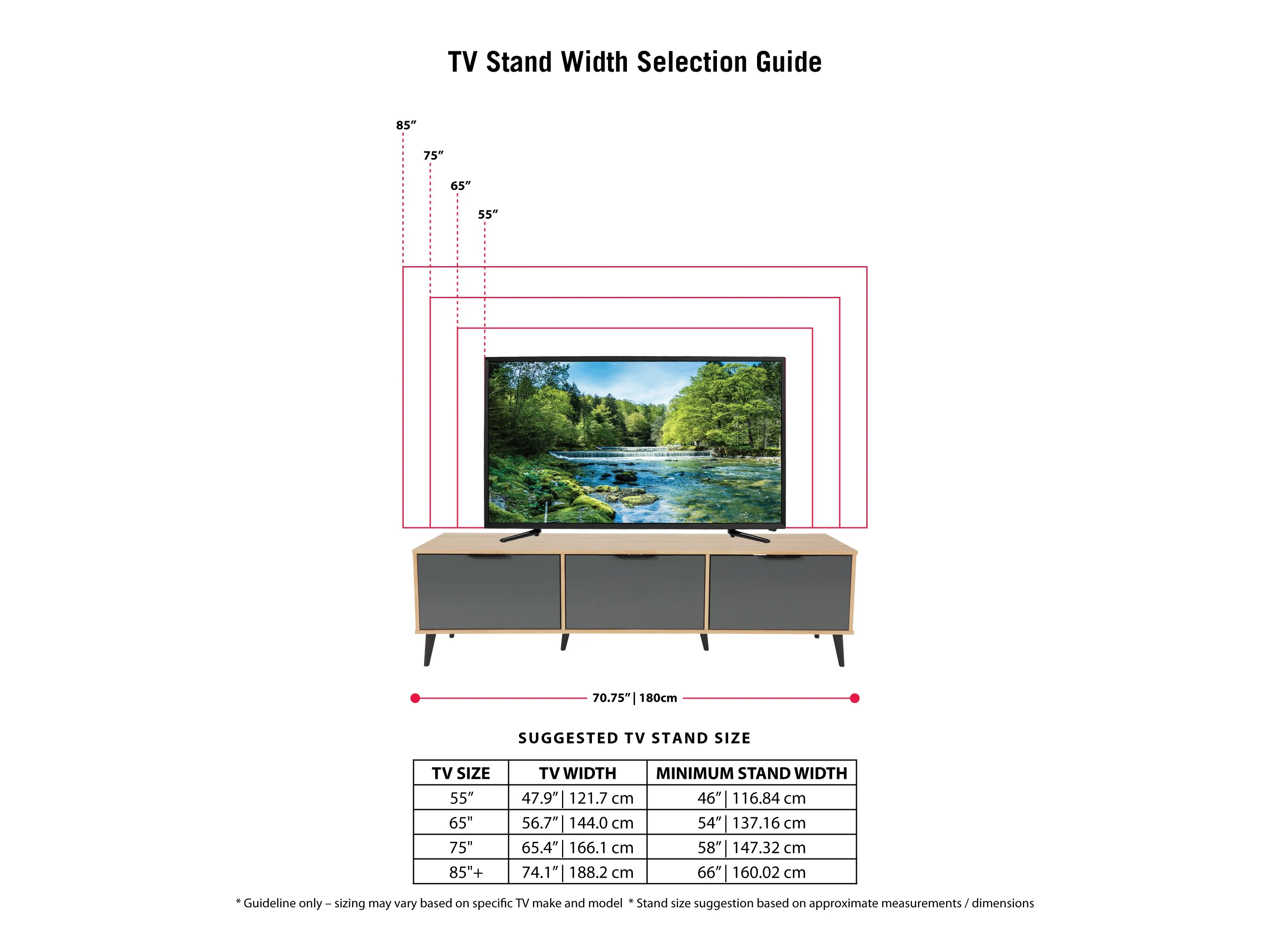 Light Wood TV Bench with Storage, TVs up to 85"