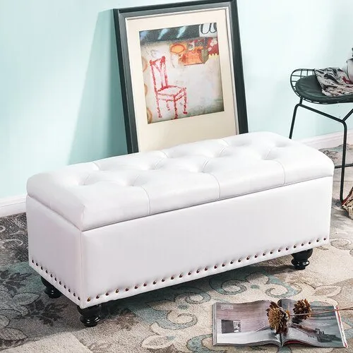 Long Storage Shoe Bench with Changing Stool and Rectangular Ottoman