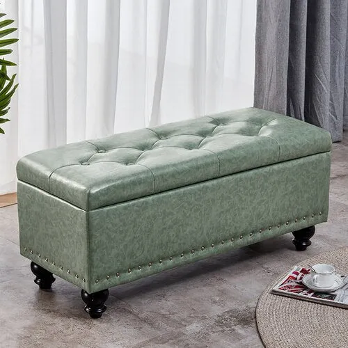 Long Storage Shoe Bench with Changing Stool and Rectangular Ottoman