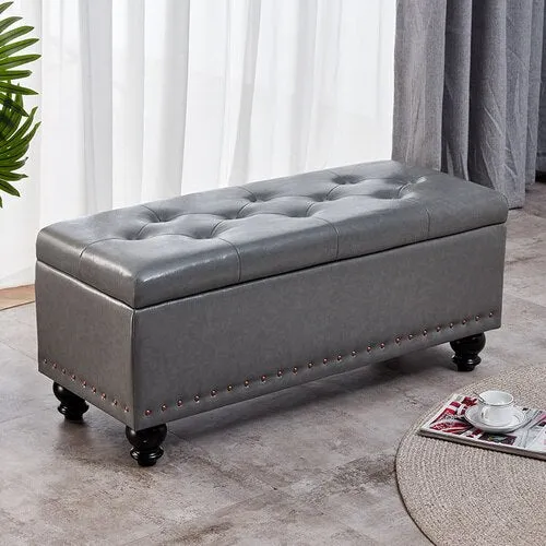 Long Storage Shoe Bench with Changing Stool and Rectangular Ottoman