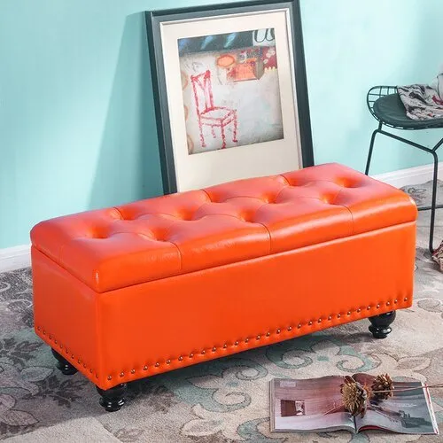 Long Storage Shoe Bench with Changing Stool and Rectangular Ottoman