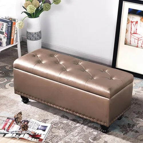 Long Storage Shoe Bench with Changing Stool and Rectangular Ottoman