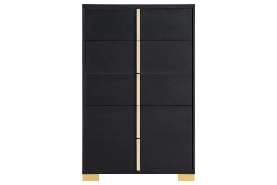 Marceline 5-drawer Bedroom Chest Black 222835 Coming Soon