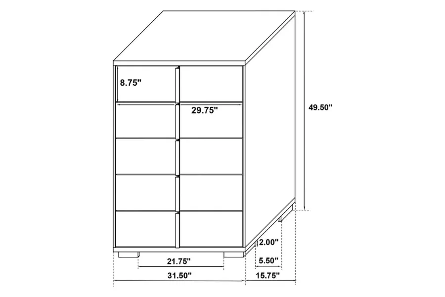 Marceline 5-drawer Bedroom Chest Black 222835 Coming Soon