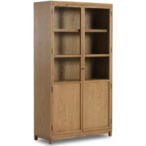 Millie Panel and Glass Door Cabinet, Drifted Oak