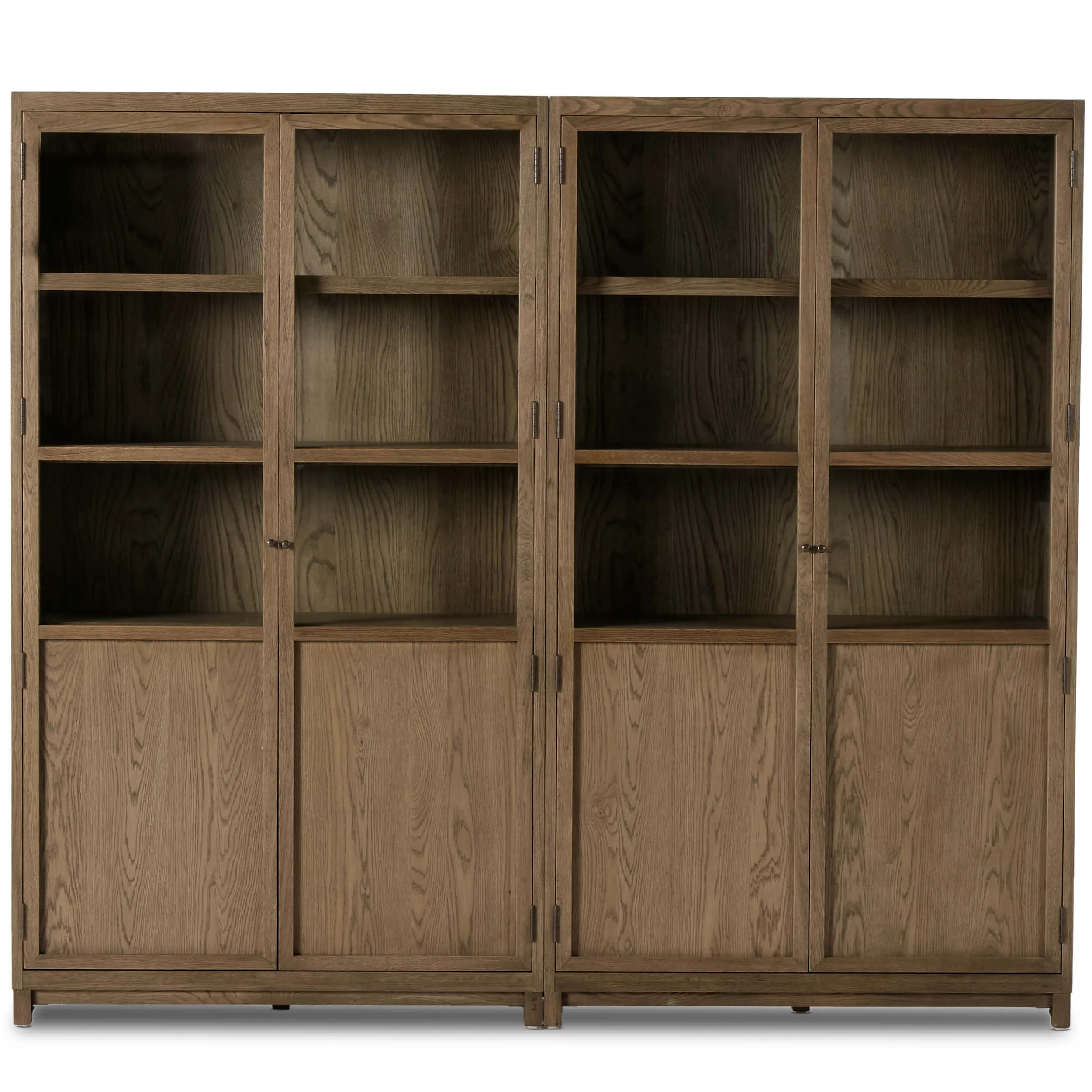 Millie Panel and Glass Door Double Cabinet, Drifted Solid Oak