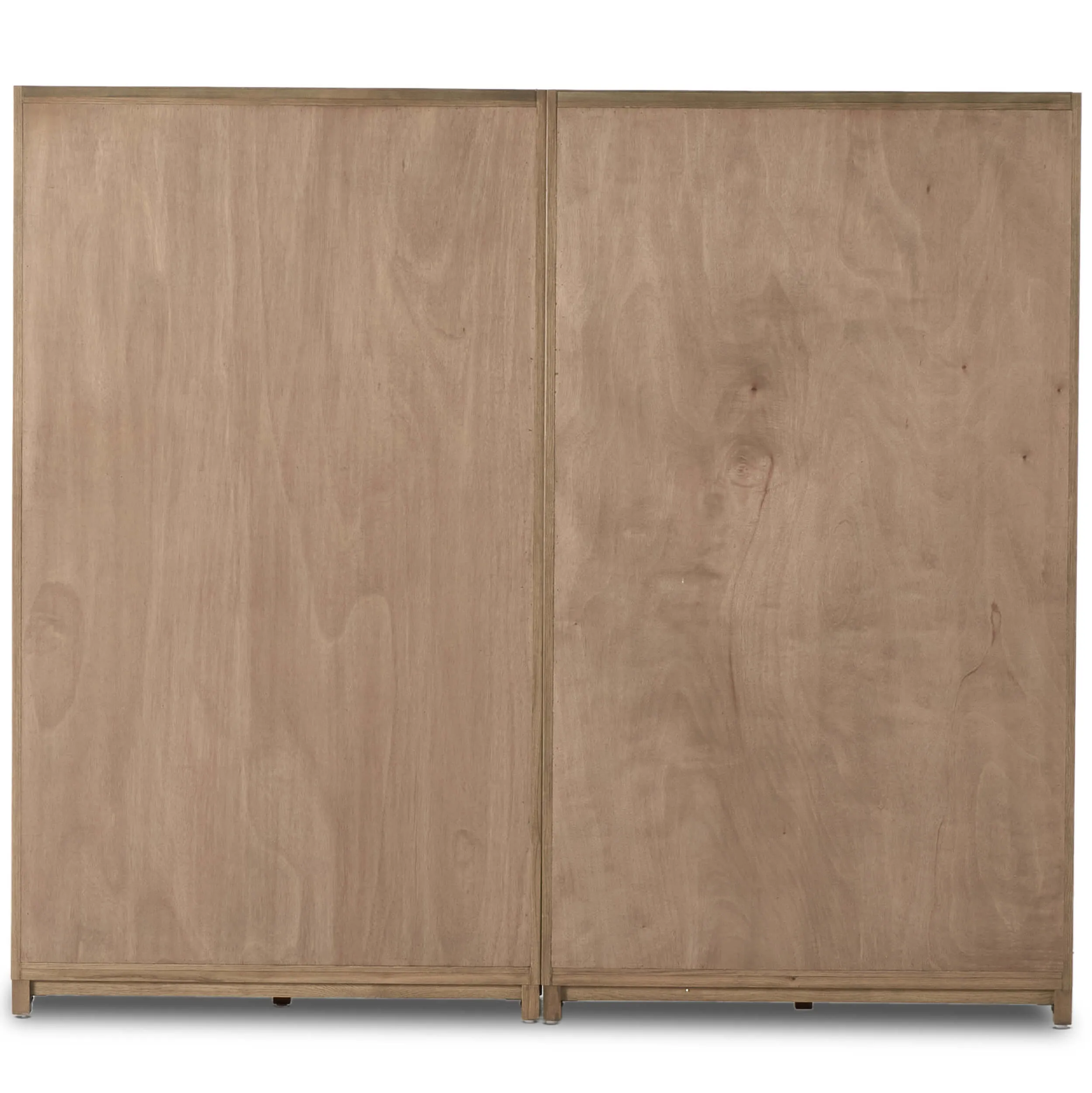 Millie Panel and Glass Door Double Cabinet, Drifted Solid Oak