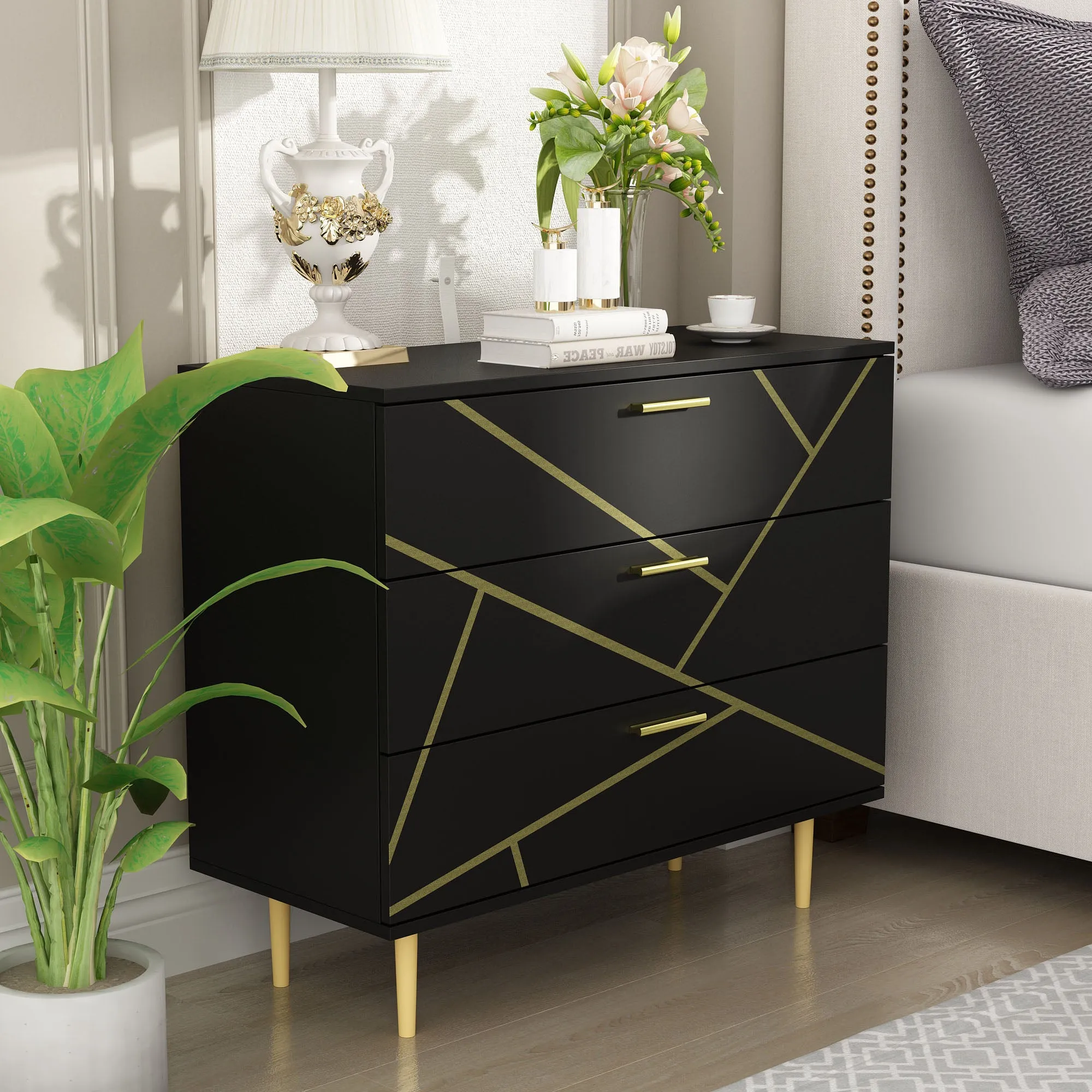 Modern And Elegent Storage Cabinet With 3 Drawers