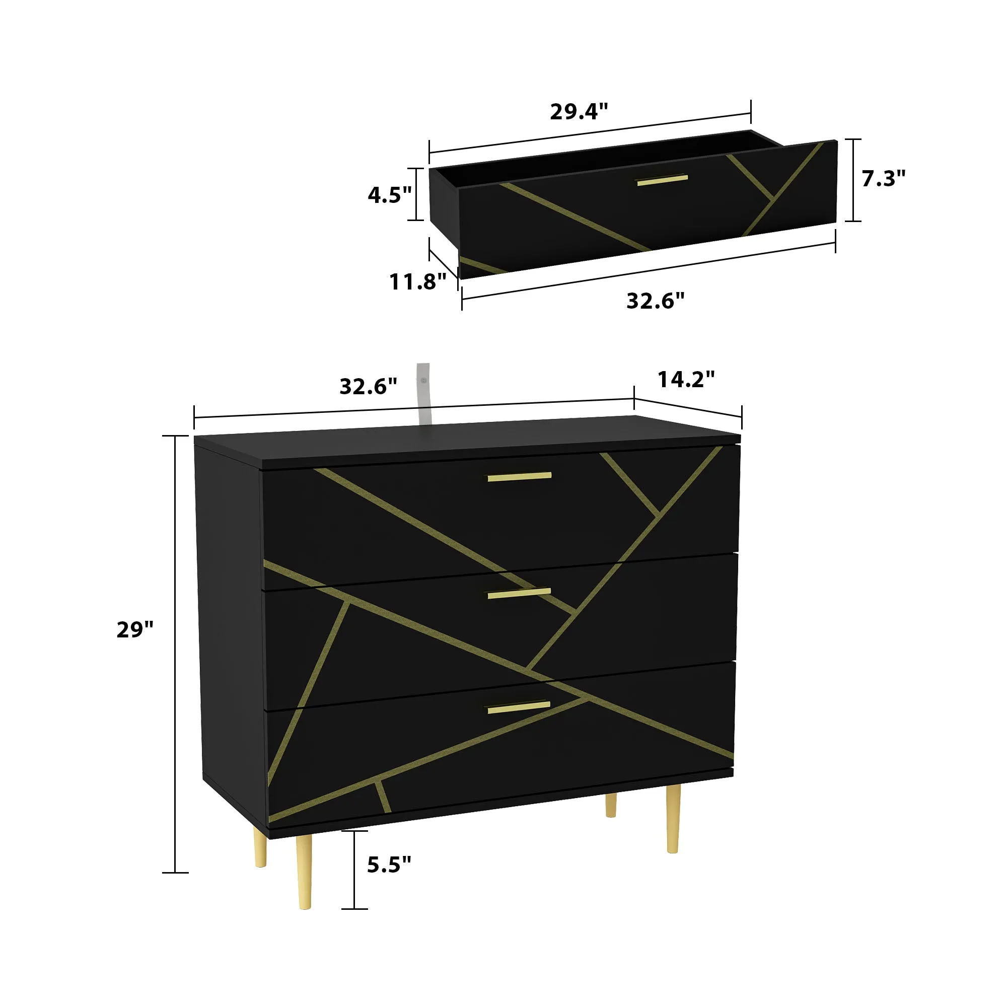 Modern And Elegent Storage Cabinet With 3 Drawers