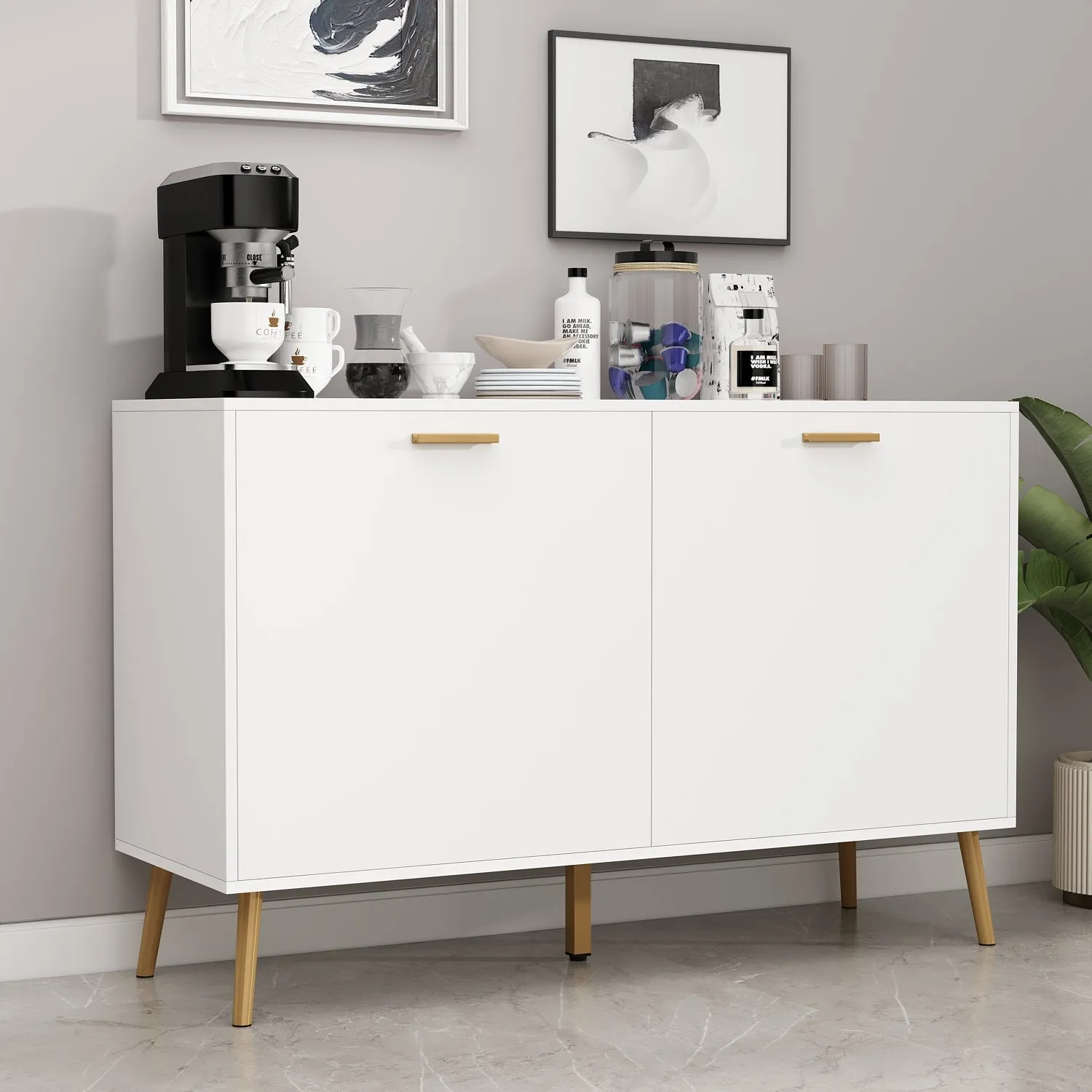 Modern Buffet 2 Doors Kitchen Storage Sideboard Cabinet 46"W