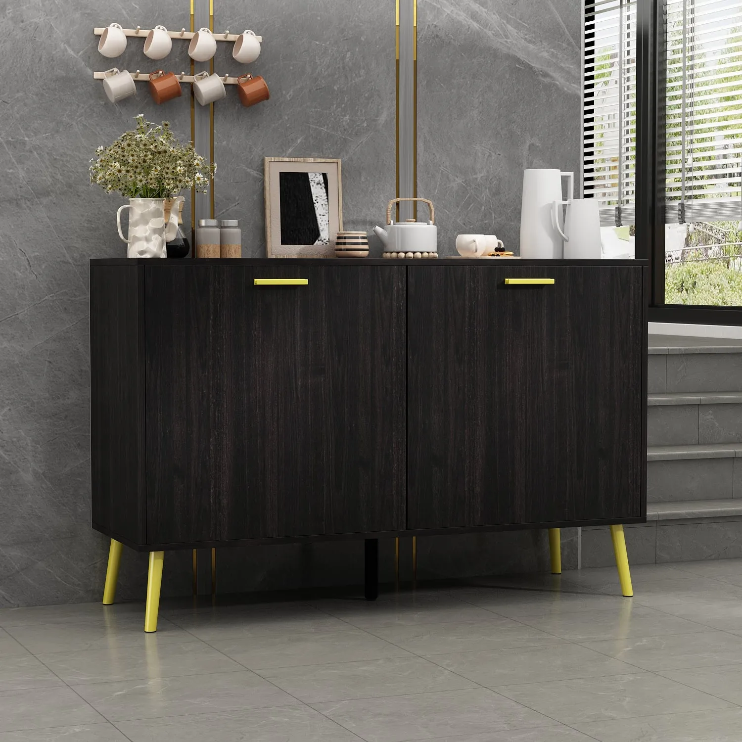 Modern Buffet 2 Doors Kitchen Storage Sideboard Cabinet 46"W