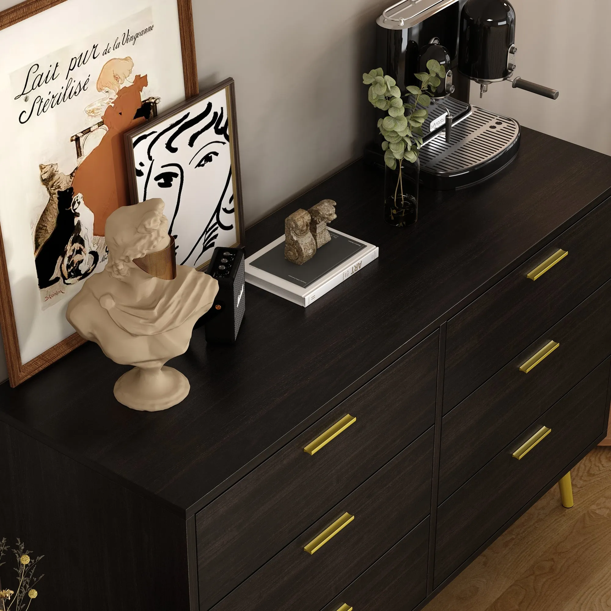 Modern Sideboard Double Dresser with 6 Drawers