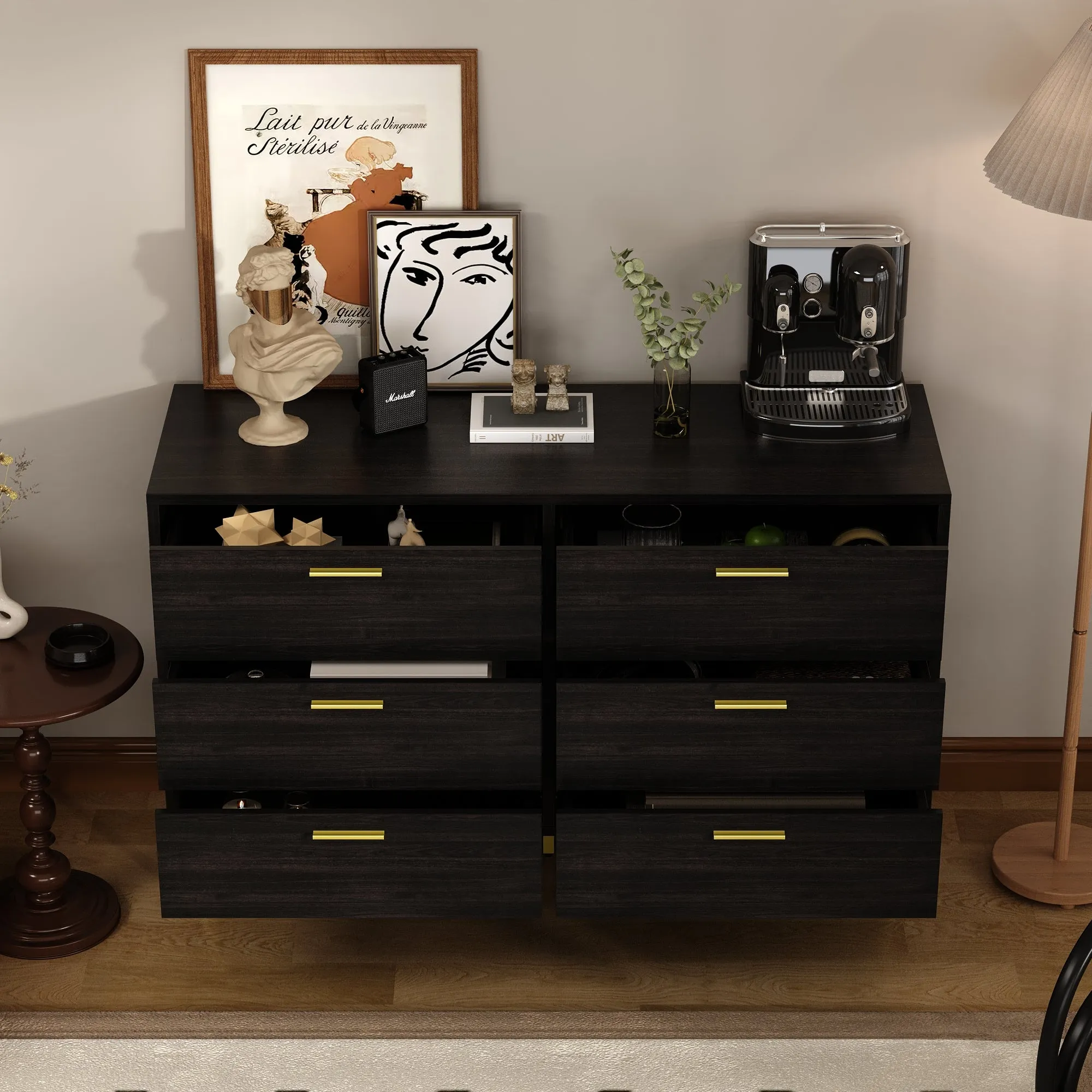 Modern Sideboard Double Dresser with 6 Drawers