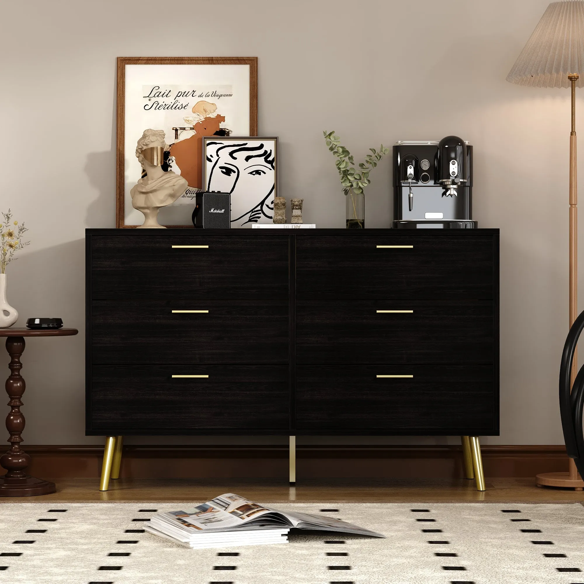 Modern Sideboard Double Dresser with 6 Drawers