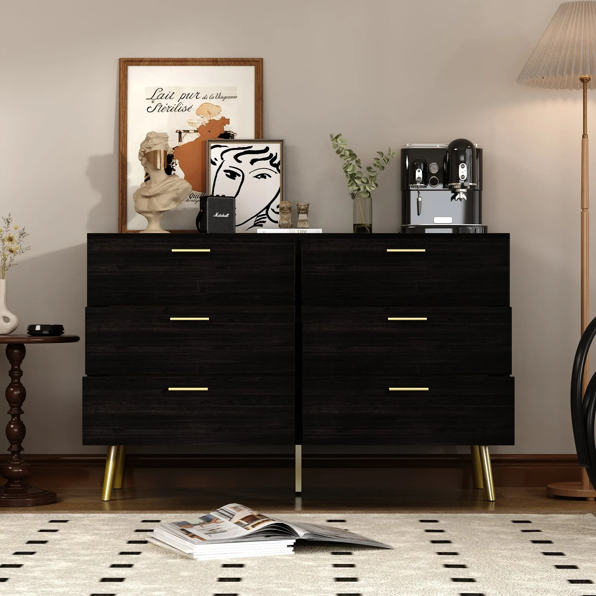 Modern Sideboard Double Dresser with 6 Drawers