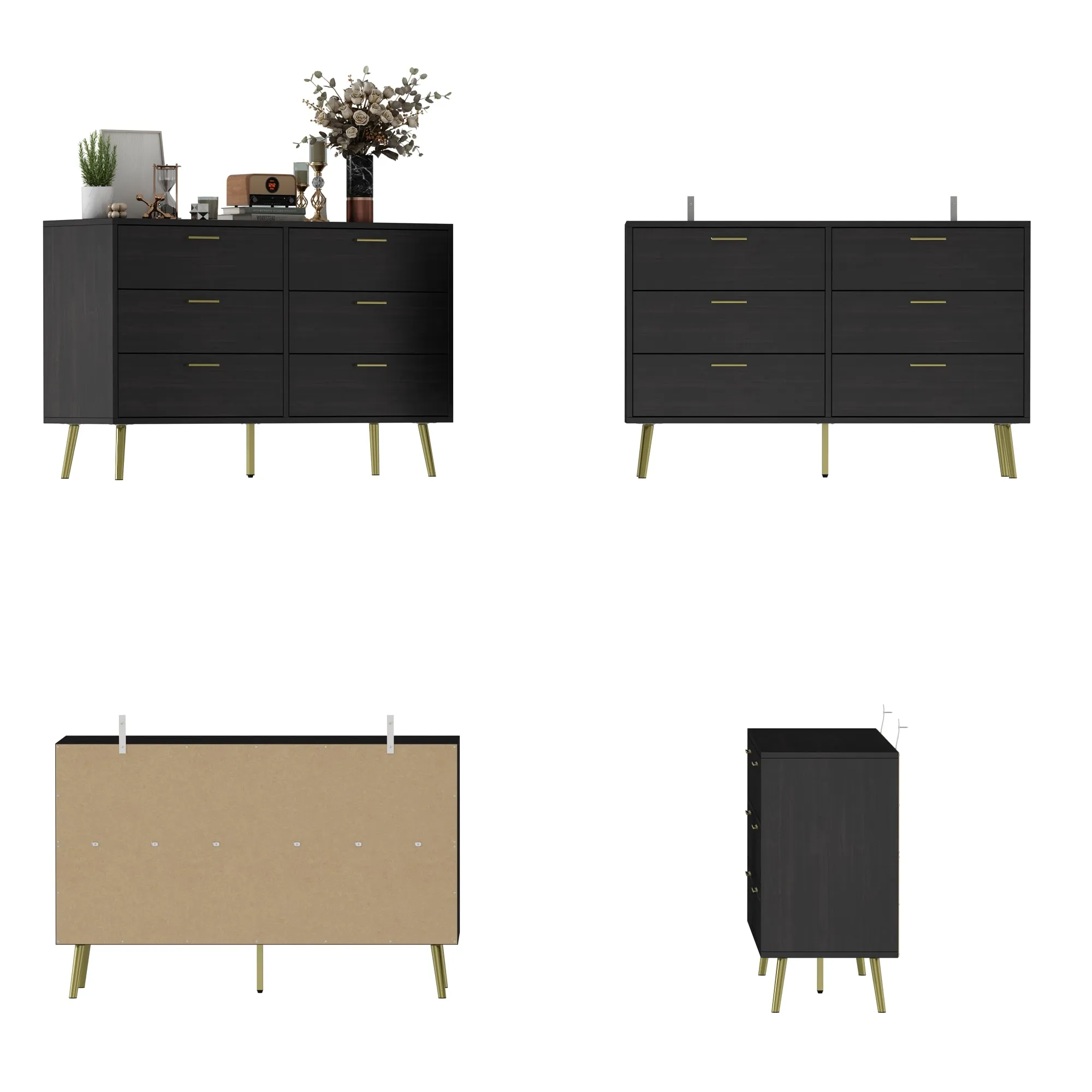 Modern Sideboard Double Dresser with 6 Drawers