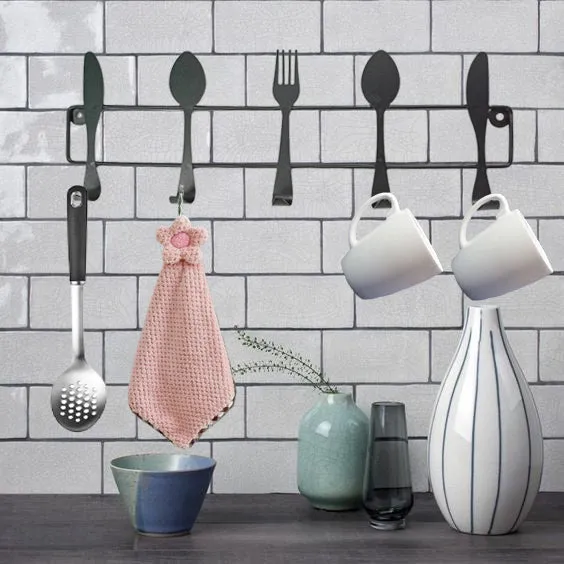 Multipurpose Utensils Shaped Iron Wall Mounted Kitchen Utensils Holder