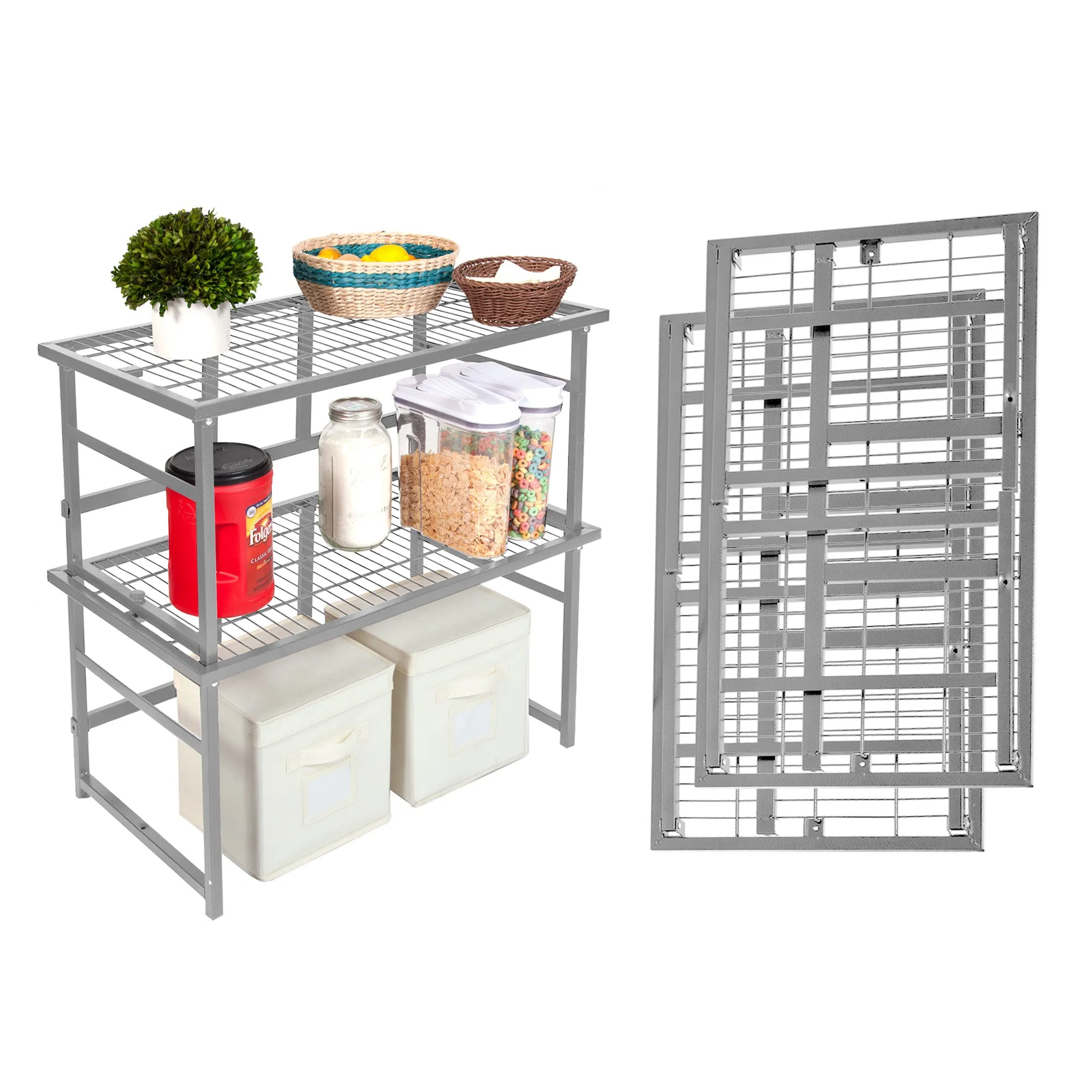 Origami R1 Series: Stackable & Foldable Storage Rack - (2-Pack)