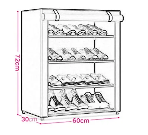 PARASNATH Mild Steel Red Cloth 4-5 Utility Shelves Shoe Rack/Shoe Stand Made In India