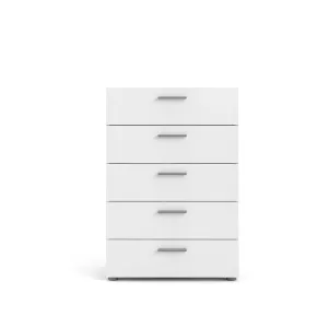 Pepe 5 Drawer Chest  - Oak with White High Gloss