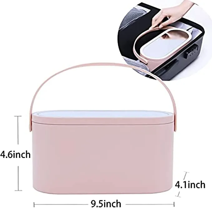 Portable cosmetic box with led mirror