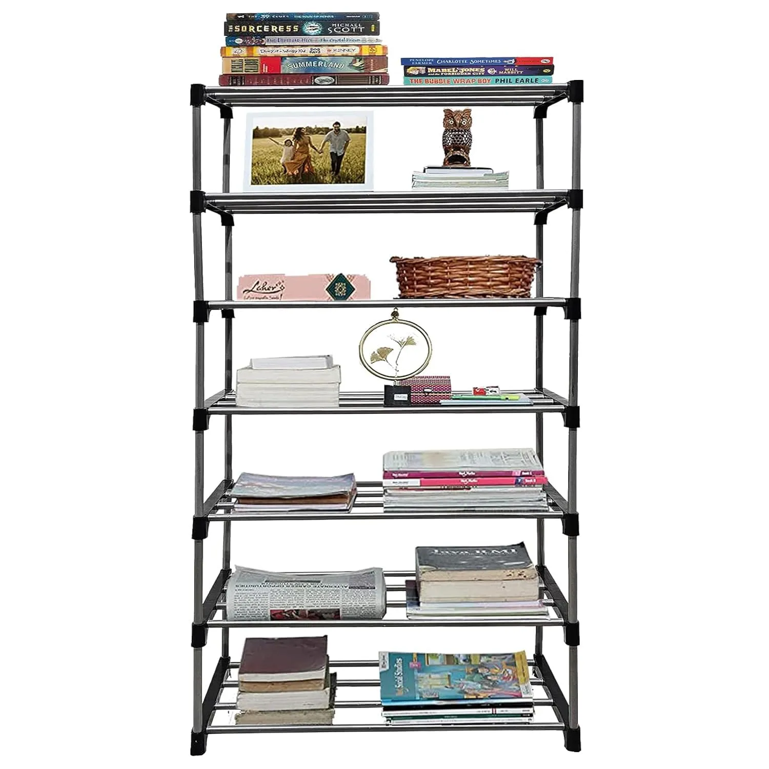 QUARCK 7 Layer Multipurpose Metal Shelf Rack Stand for Home Multipurpose Storage Organizer for Living Room, & Study Room (7 Layer)