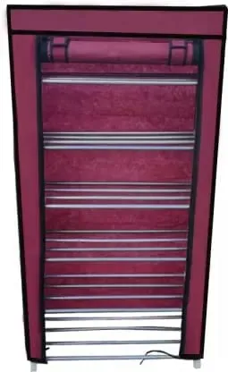 RAXON WORLD Multipurpose 6 Layer Metal Pipe with Non-Woven 100GSM Fabric Cover Shoe/Cloth/Toy/Books Rack-Maroon