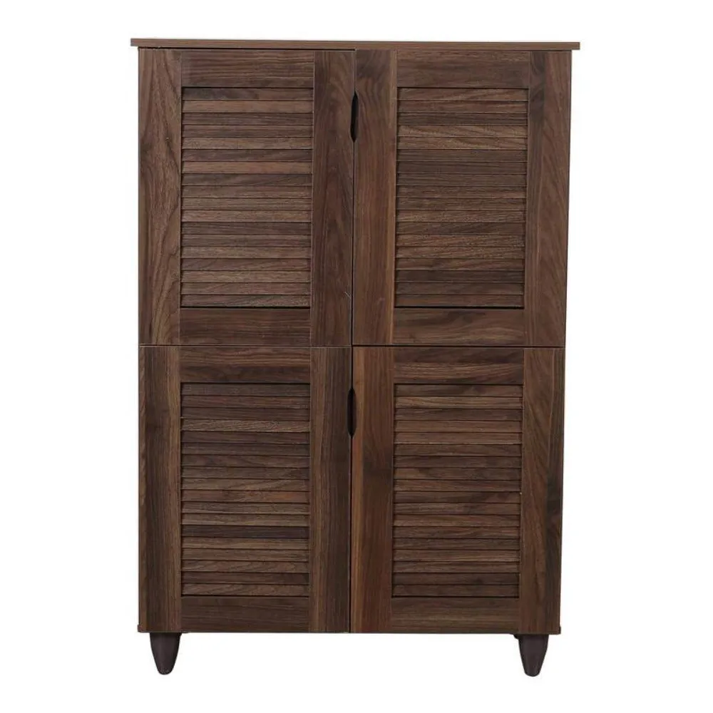 Ronald 4 Door Shoe Cabinet In Columbia Walnut Finish