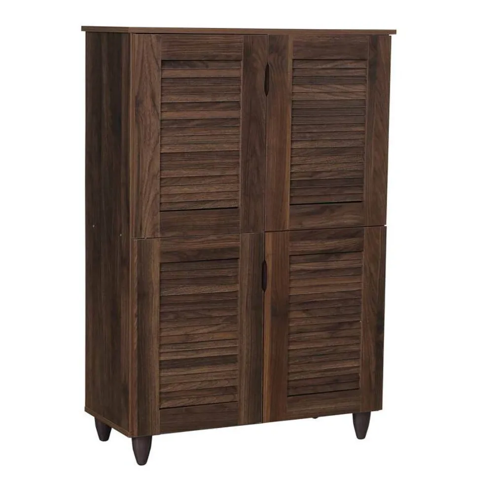 Ronald 4 Door Shoe Cabinet In Columbia Walnut Finish