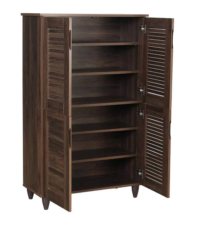 Ronald 4 Door Shoe Cabinet In Columbia Walnut Finish