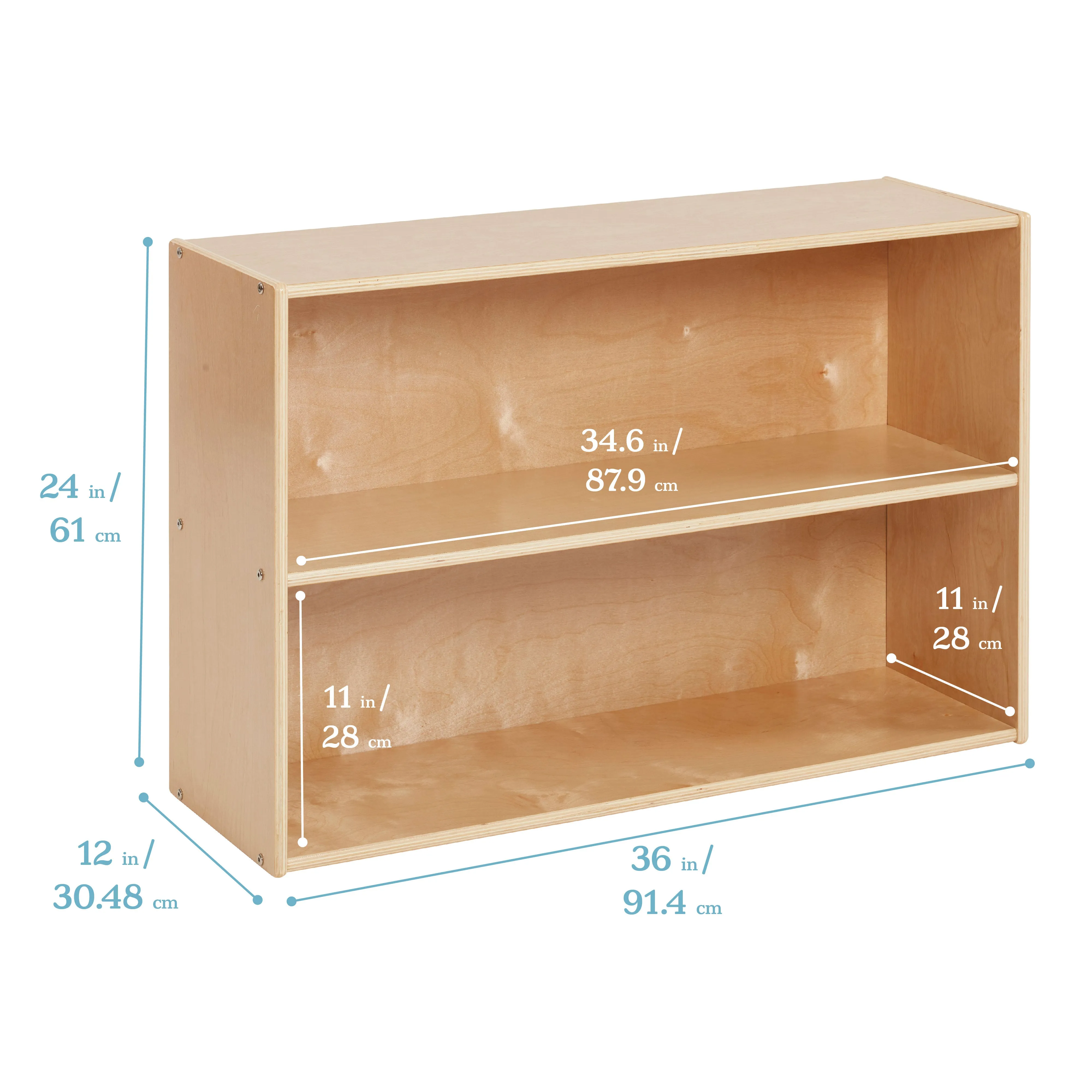 Streamline 2-Shelf Storage Cabinet with Back, 24in High