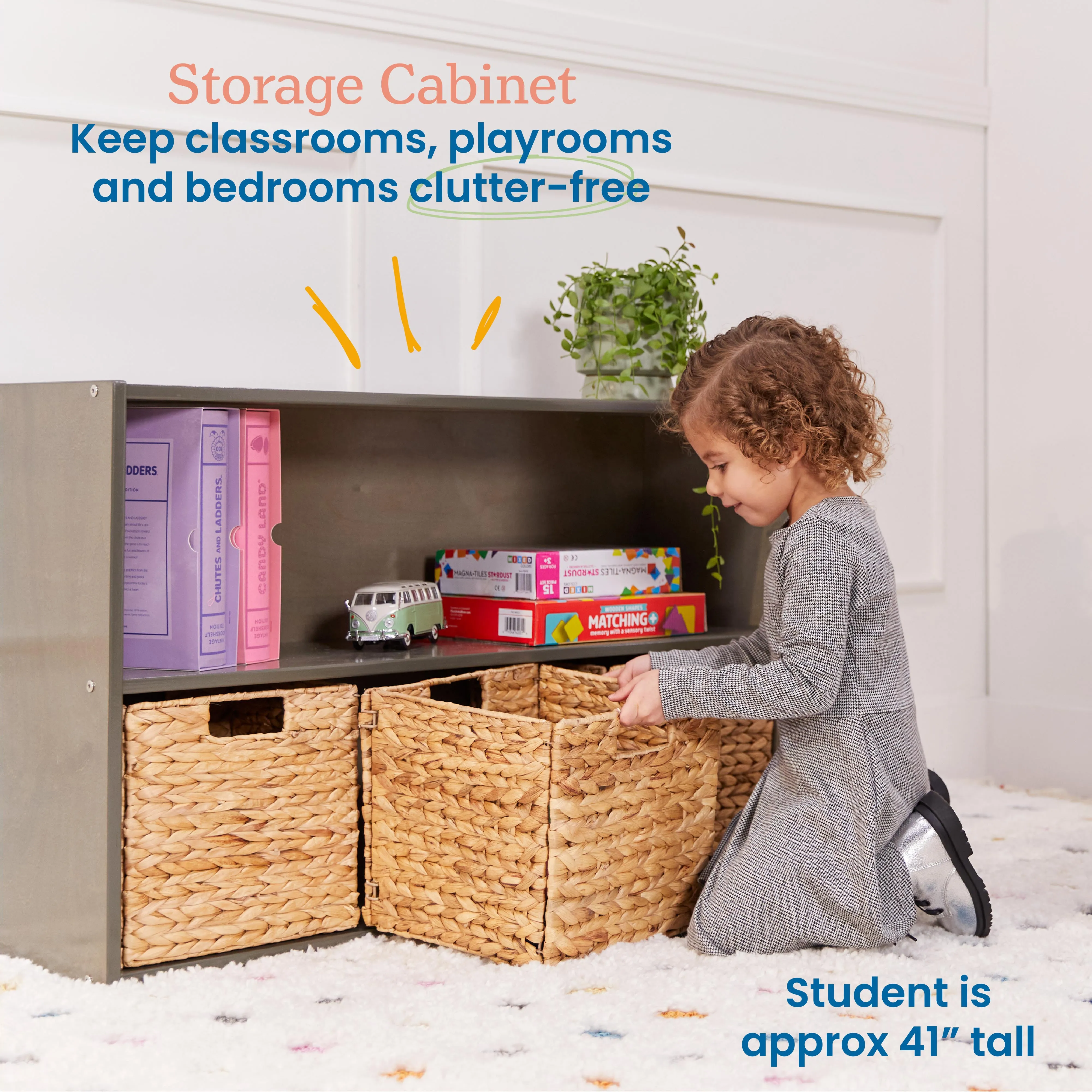 Streamline 2-Shelf Storage Cabinet with Back, 24in High