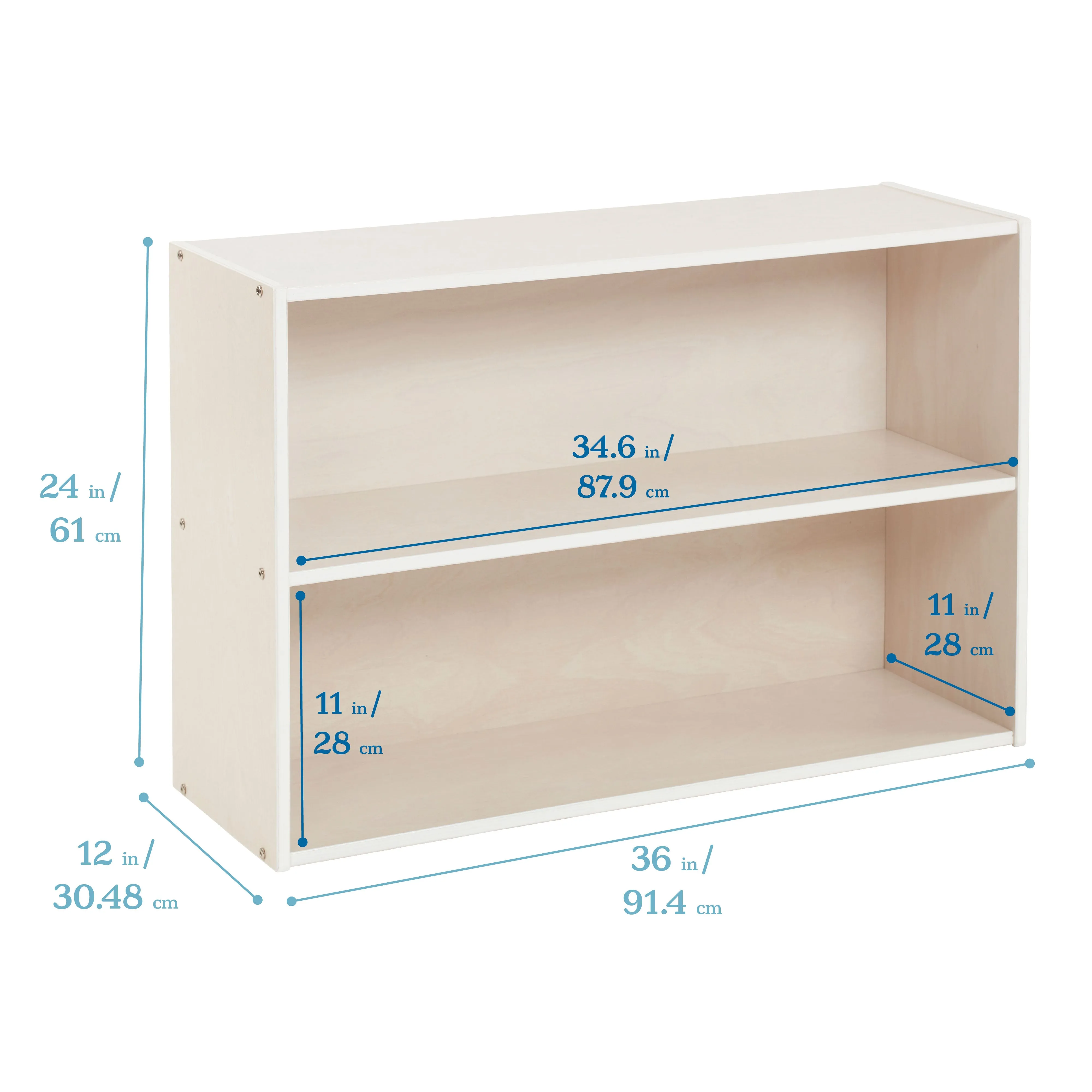 Streamline 2-Shelf Storage Cabinet with Back, 24in High