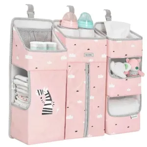 Sunveno Baby Bedside Portable Crib Organizer (Pink)