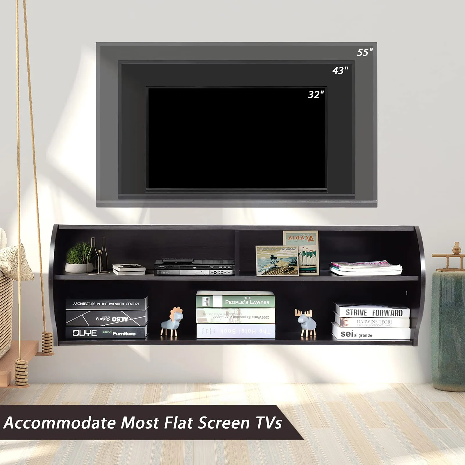 Tangkula Wall Mounted Media Console, Floating TV Stand Cabinet